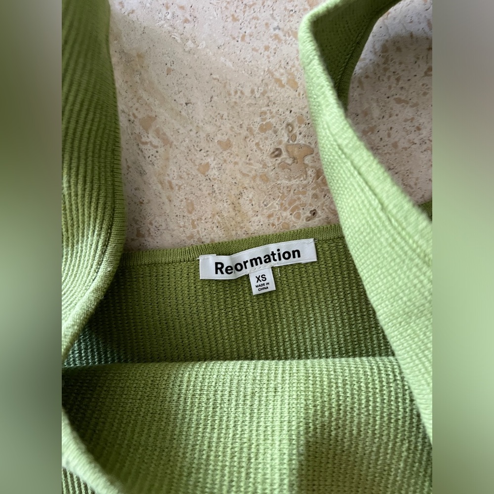 Reformation Julia rib knit tank top in avocado size XS - Picture 3 of 4